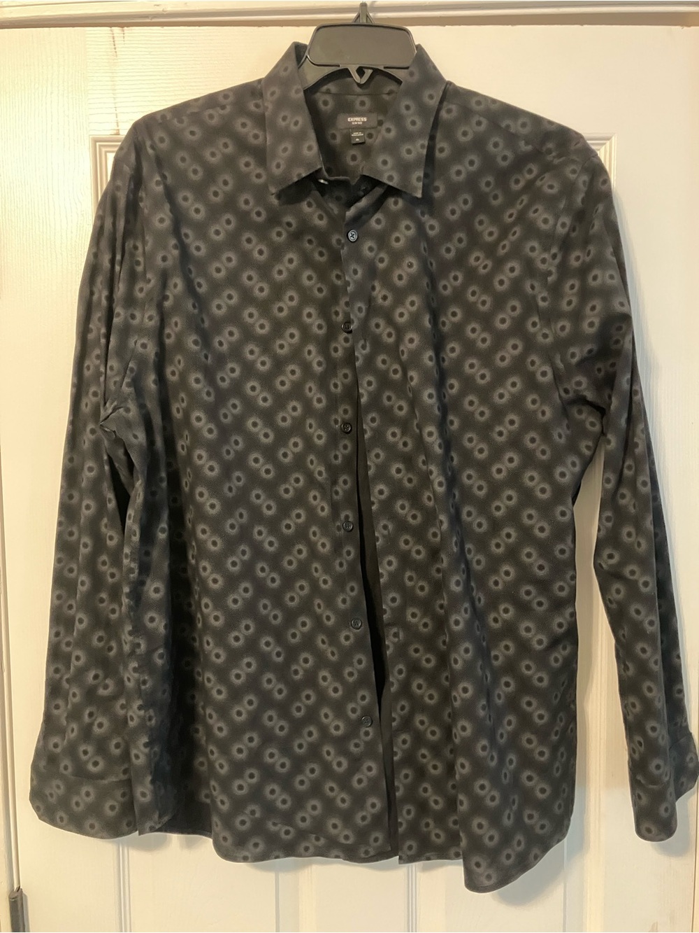 Express Slim 1MX Black Long Sleeve Dress Shirt Mens Size XL
